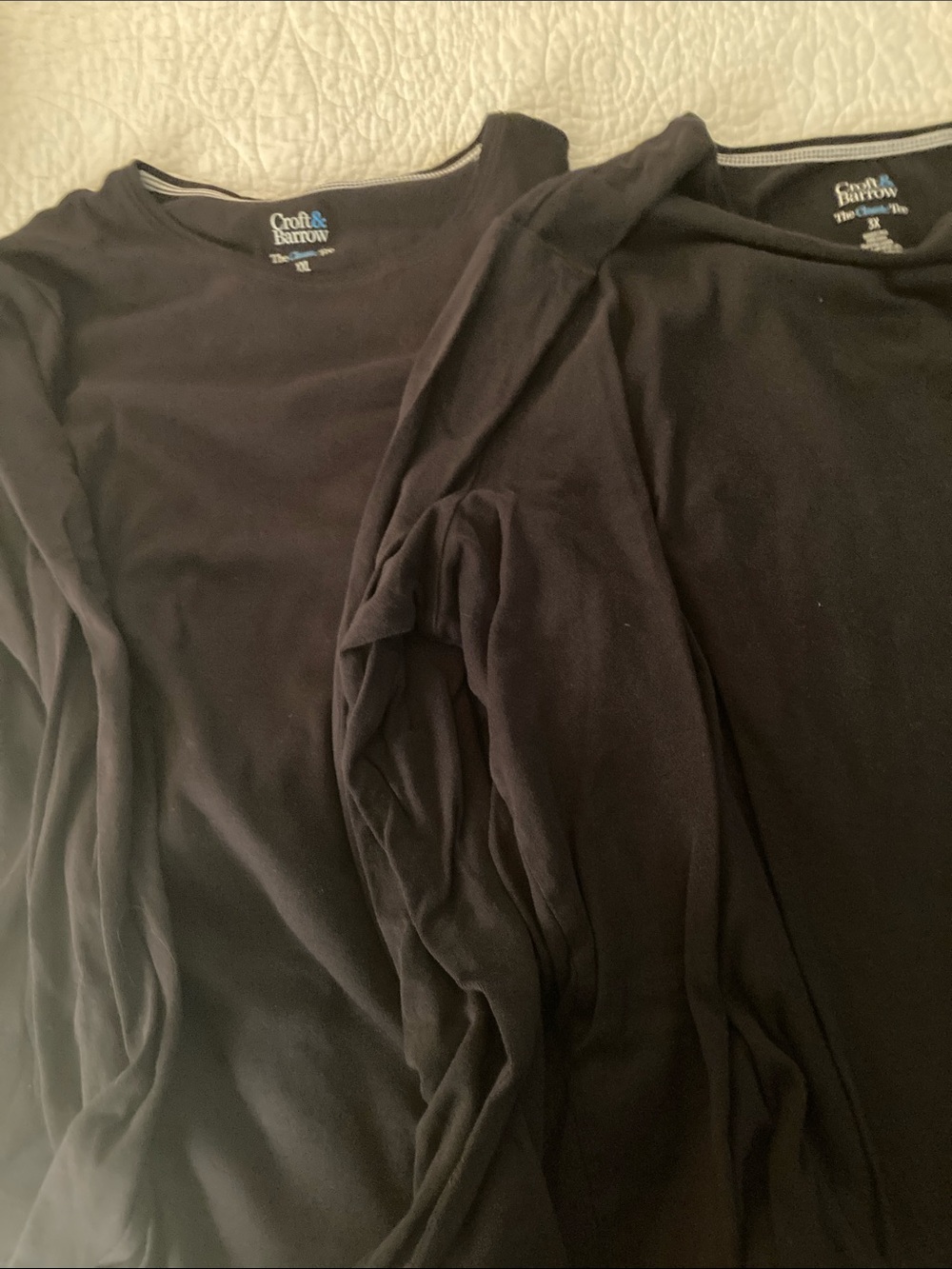 croft & barrow Black Long Sleeve Crew Neck Tops - Set of 2